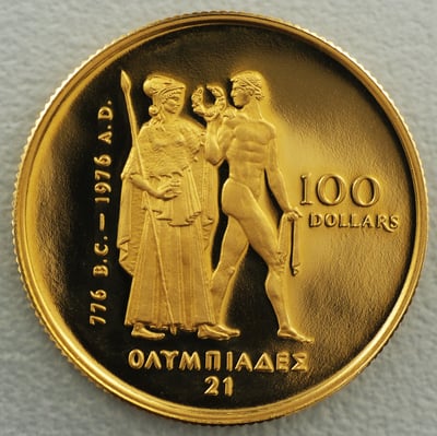 Goldmünze 100 Dollar "Montreal" 1976 (Kanada) - Miniaturansicht 1