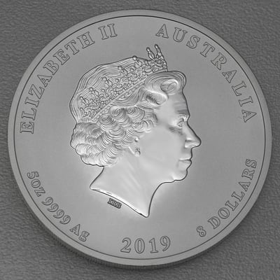 Silbermünze 5oz "Schwein" 2019 Lunar II – Year of the Pig (Australien) - Miniaturansicht 2