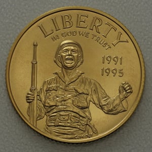 Goldmünze 5 Dollar "World War II 50th" 1993 (USA) - Hauptansicht