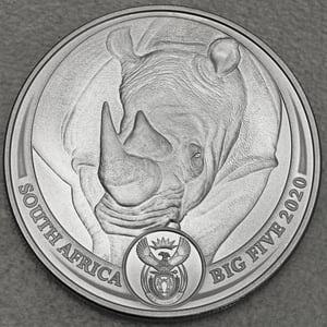 Silbermünze 1oz "Nashorn" 2020 Big Five I (Südafrika) - Miniaturansicht 1