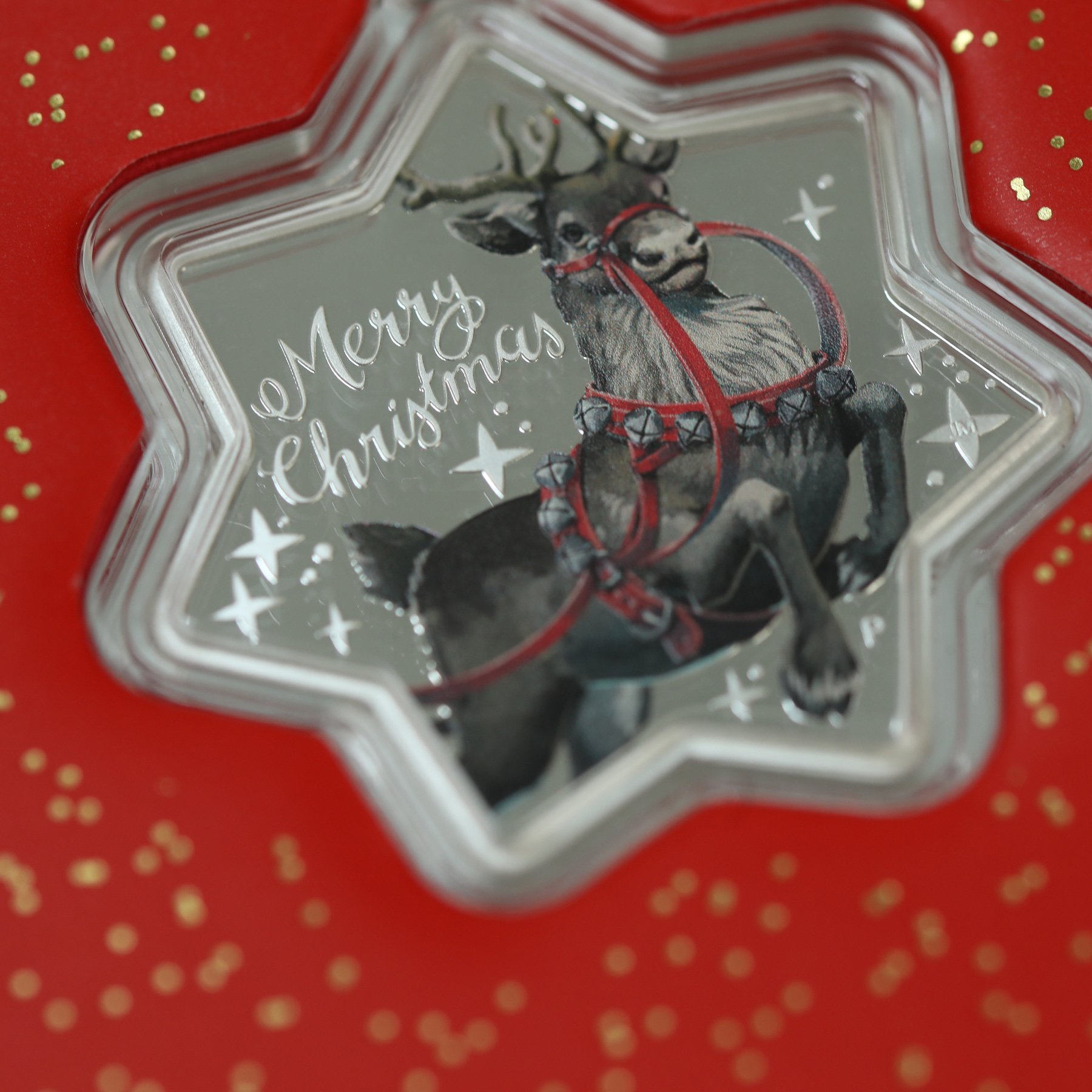 Silbermünze 1oz "Christmas" 2019 (PP/koloriert) Star-Shaped Coin (Australien) - Detailansicht 4