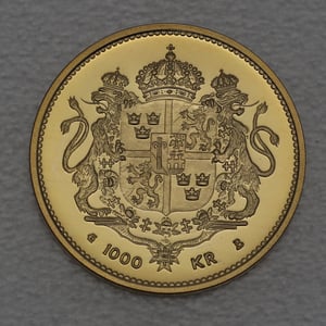 Goldmünze 1000 Kronor "Carl XVI Gustav" 1996 50. Geburtstag (Schweden) - Miniaturansicht 2
