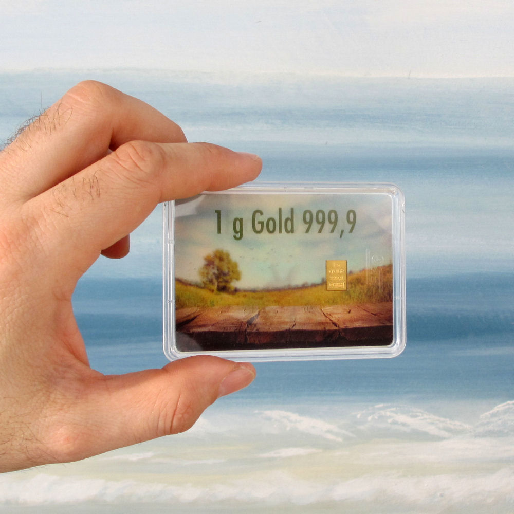 Goldbarren 1g "Osterhasen auf Wiese" (Flip) - Detailansicht 5
