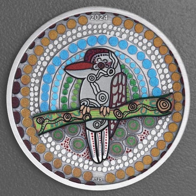 Silbermünze 2oz "Kookaburra Kaa Kaa" 2024 (AF/koloriert) (Australien) - Miniaturansicht 1
