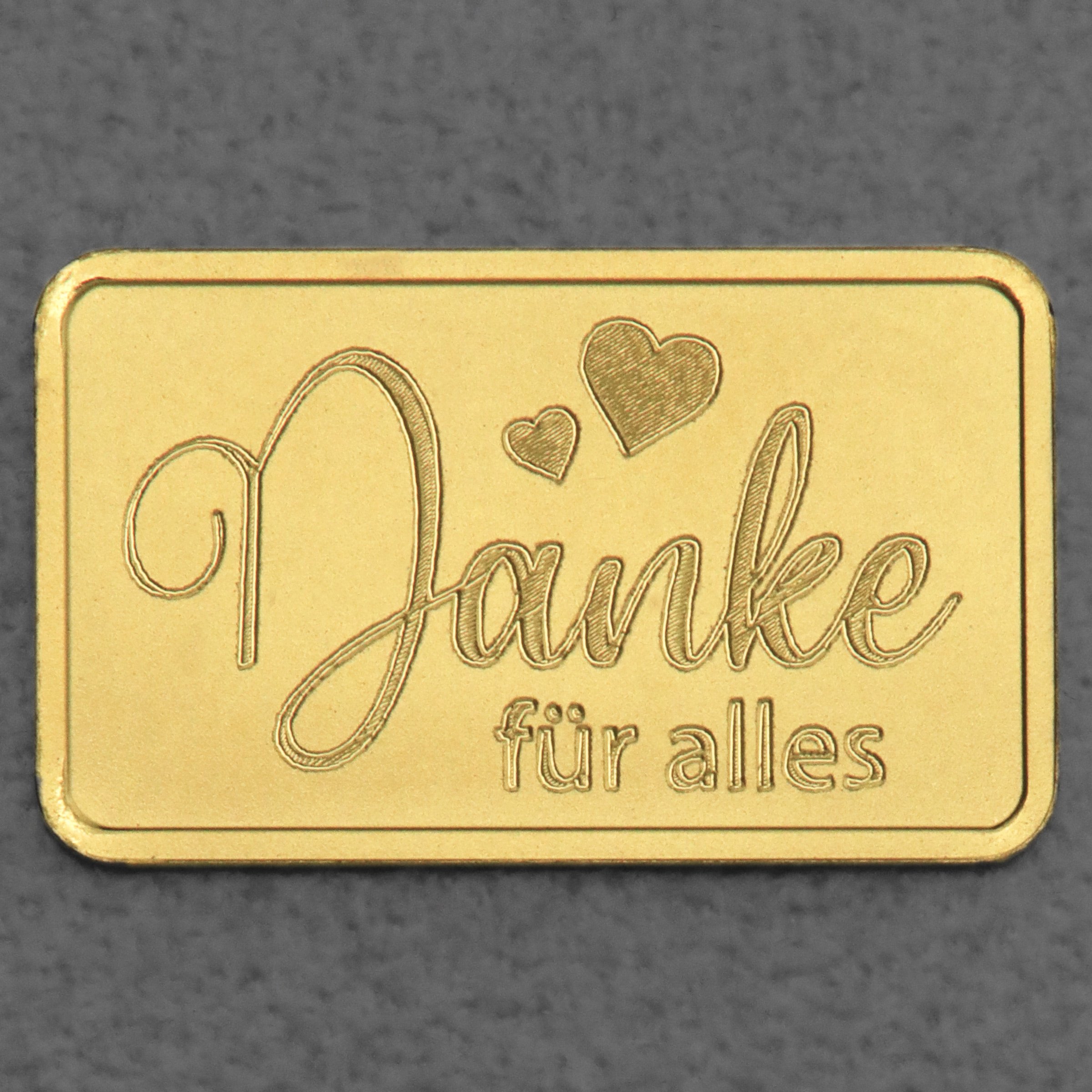 Goldbarren 2,5g Gravur "Danke - für alles" - Hauptansicht