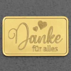 Goldbarren 2,5g Gravur "Danke - für alles" - Hauptansicht