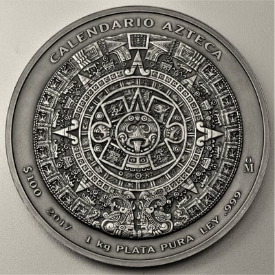 Silbermünze 1kg "Aztekenkalender" 2017 (AF) (Mexiko) - Miniaturansicht 1