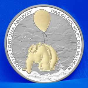 Silbermünze 1oz "Fortes Fortuna Adiuvat" 2026 (vergoldet) Ottifanten – Ballonifant (Tuvalu) - Miniaturansicht 6
