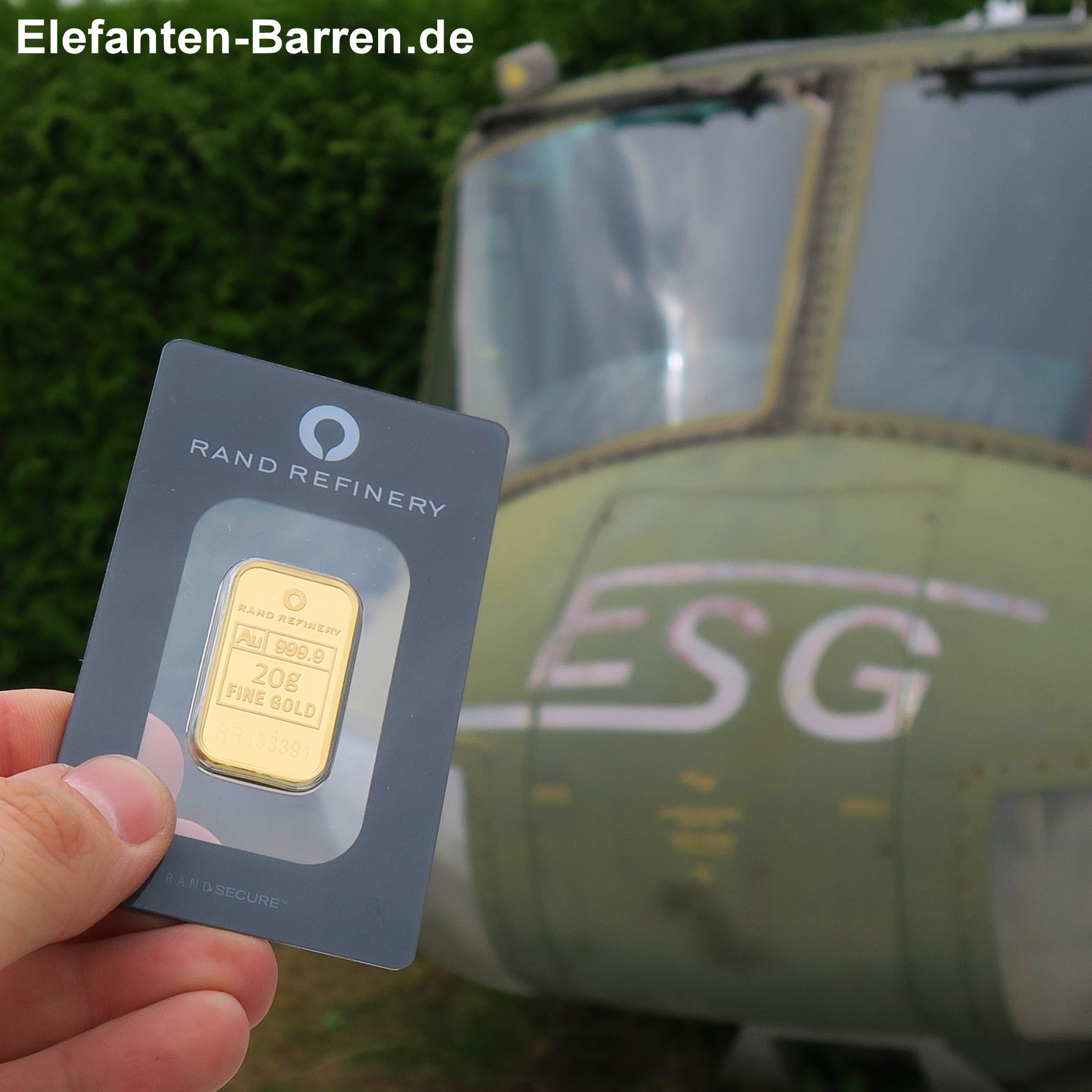 Goldbarren 20g Rand Refinery "Elefanten-Motiv" - Detailansicht 5