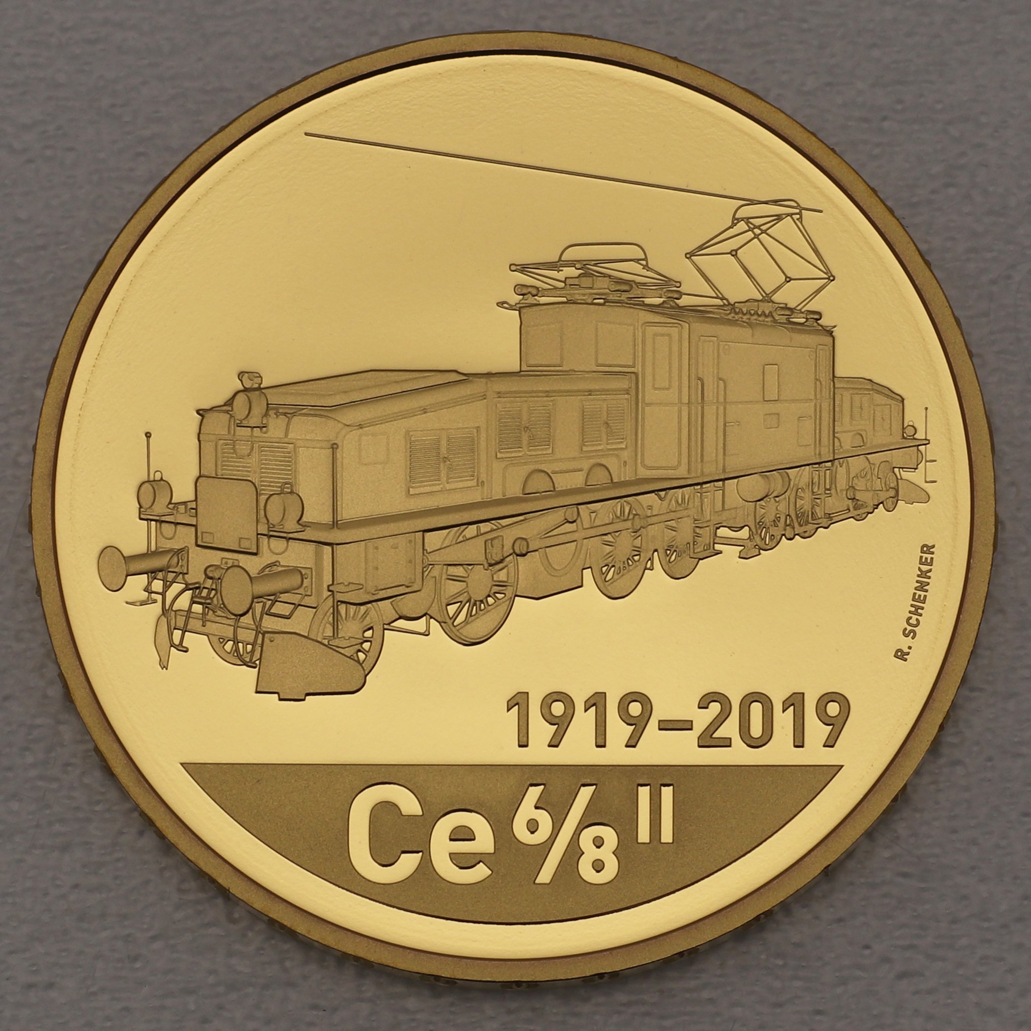Goldmünze 50 Franken "Lokomotive Krokodil" 2019 (Schweiz) - Hauptansicht