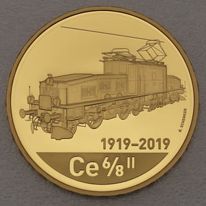 Goldmünze 50 Franken "Lokomotive Krokodil" 2019 (Schweiz) - Miniaturansicht 1