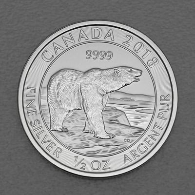 Silbermünze 1/2oz "Polarbär" 2018 (Kanada) - Miniaturansicht 1