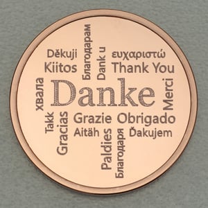 Kupfermedaille "Danke - Word-Cloud" Gravurmedaille - Hauptansicht