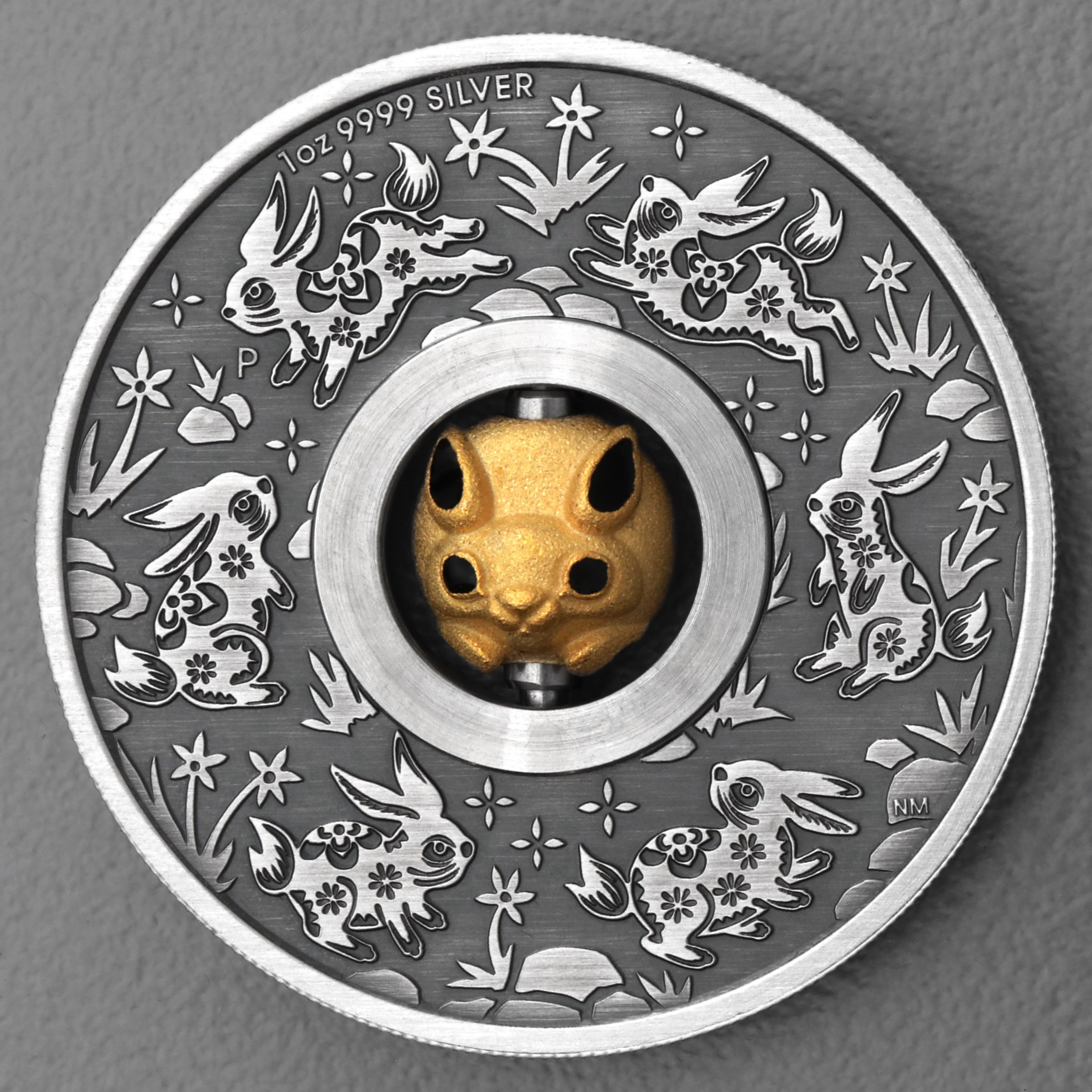 Silbermünze 1oz "Hase" 2023 (AF) Rotating Charm – Year of the Rabbit diff. (Tuvalu) - Hauptansicht