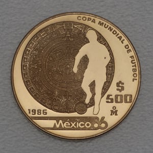 Goldmünze 500 Pesos "Fußballspieler" 1986 Fußballweltmeisterschaft 1986 (Mexiko) - Miniaturansicht 1