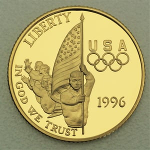 Goldmünze 5 Dollar "Olympia Fahnenträger" 1996 PP (USA) - Hauptansicht