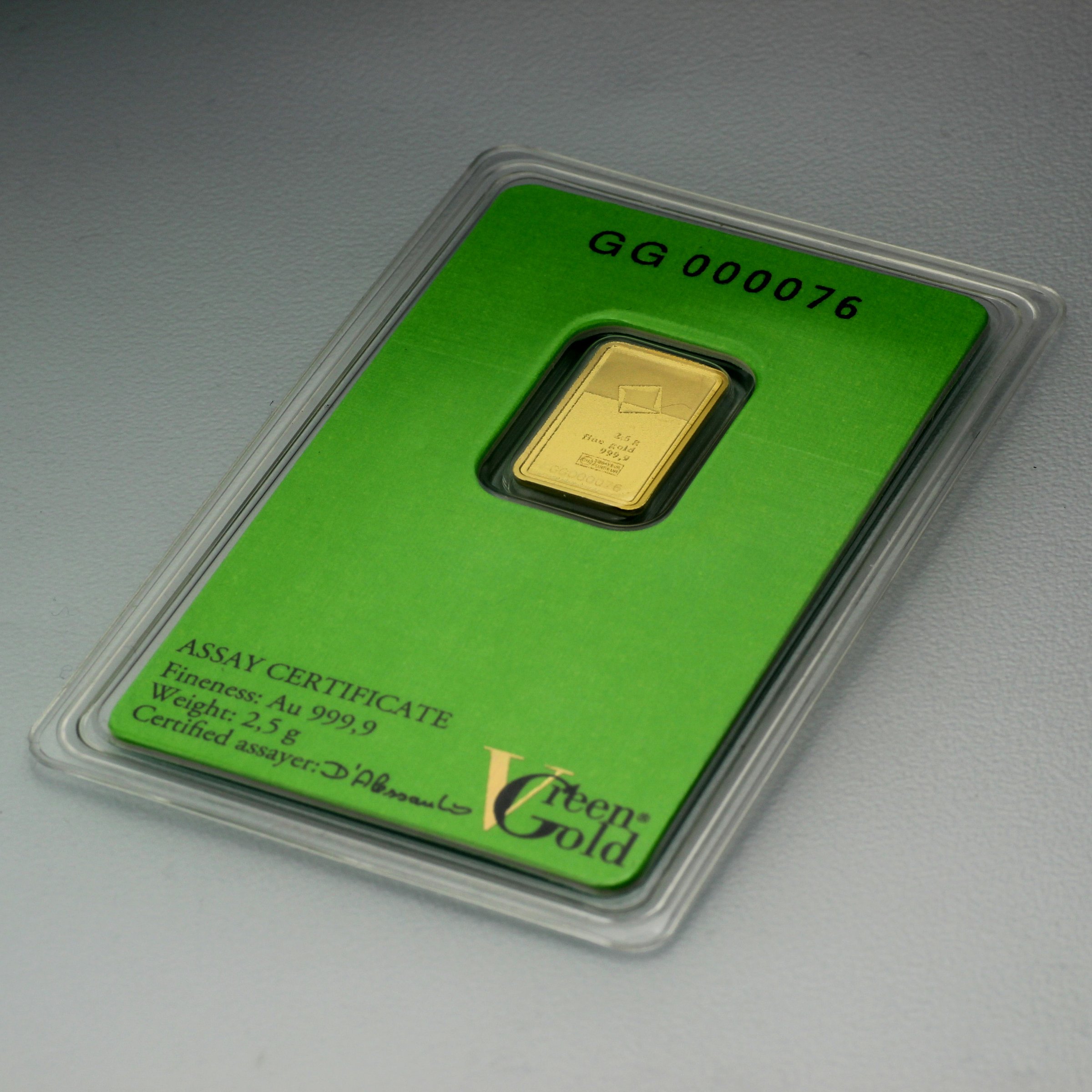 Goldbarren 2,5g "Green Gold" VALCAMBI (999,9 Au) - Detailansicht 3