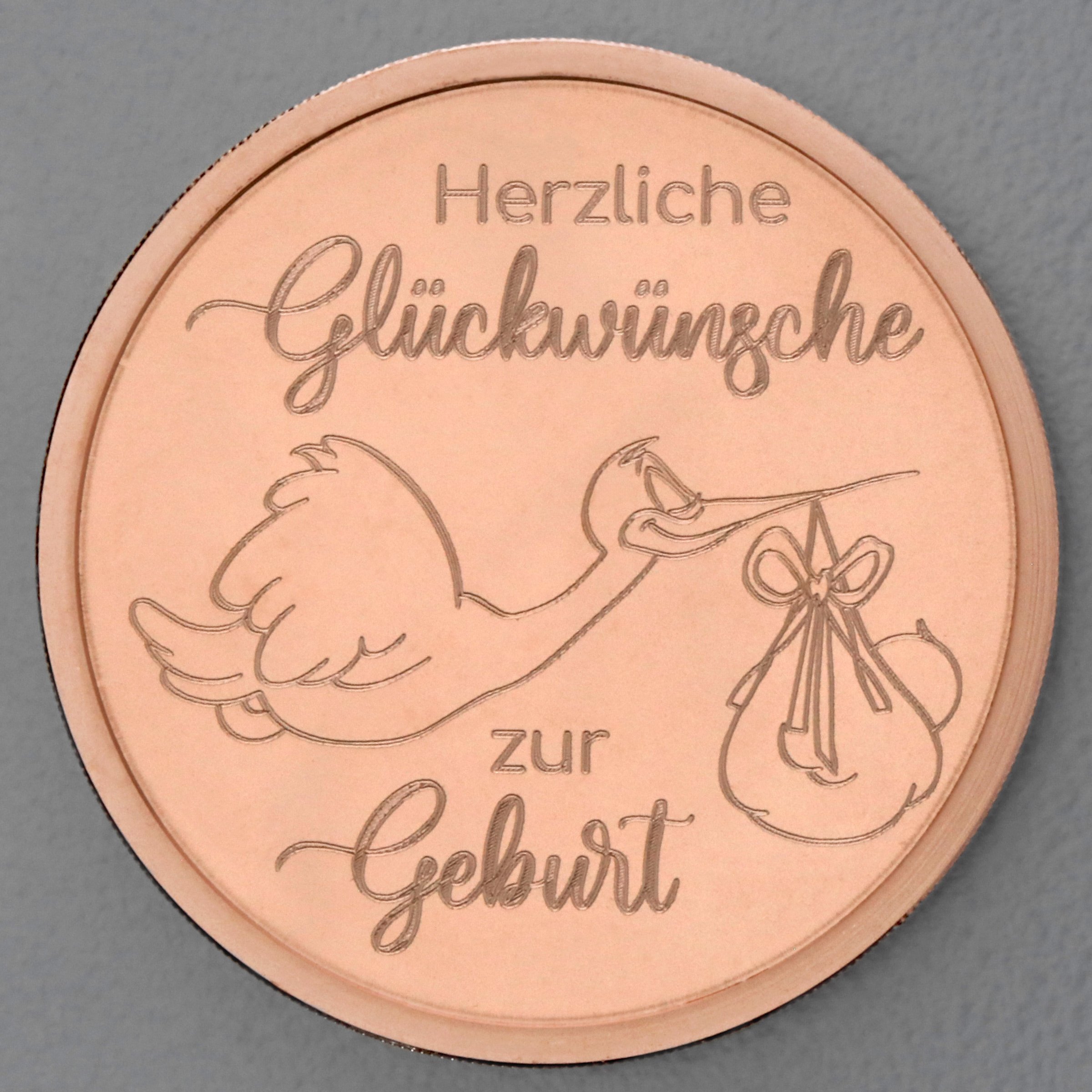Kupfermedaille "Zur Geburt" Gravurmedaille - Hauptansicht