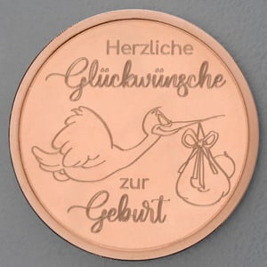 Kupfermedaille "Zur Geburt" Gravurmedaille - Hauptansicht