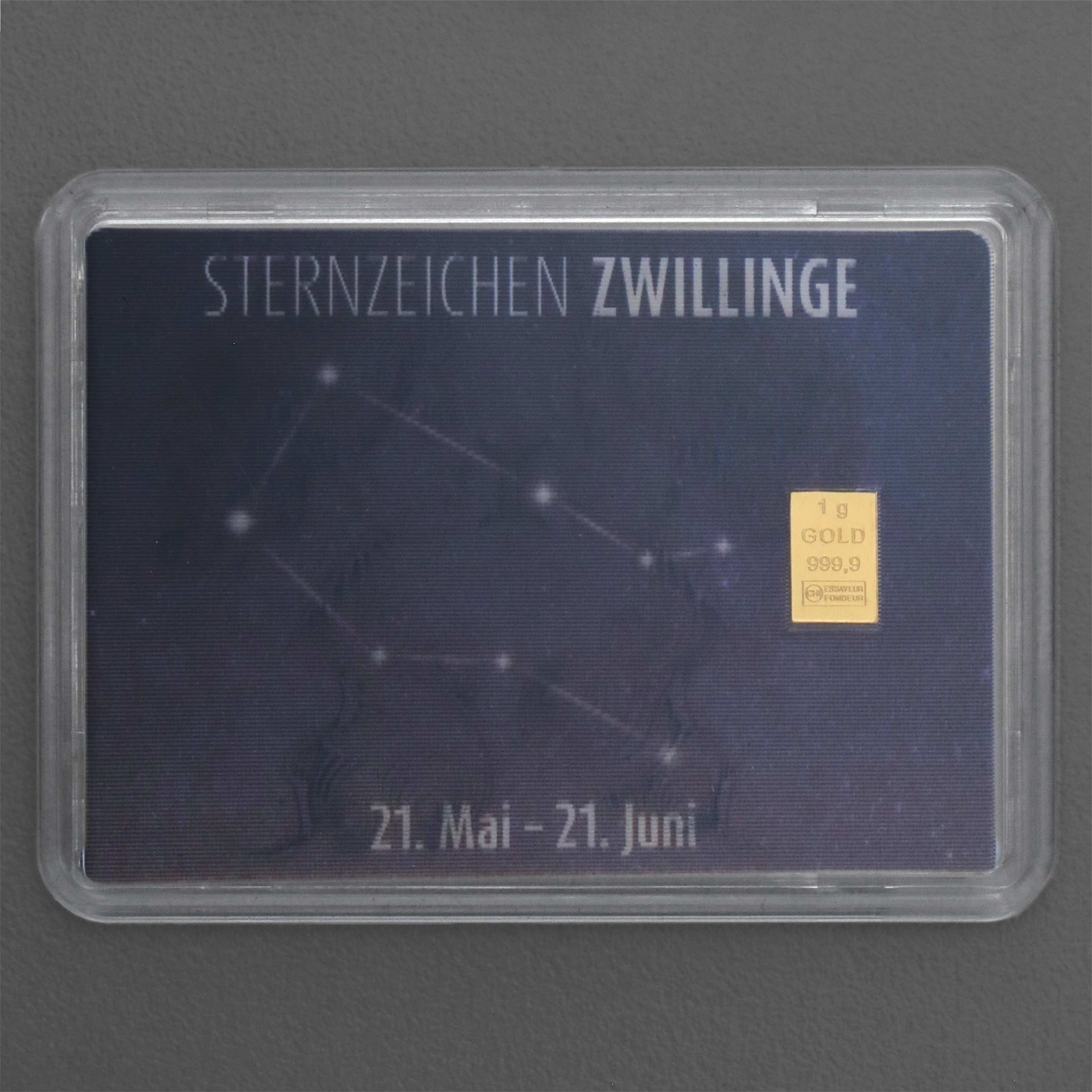 Goldbarren 1g "Sternzeichen: Zwillinge" (Flip) - Detailansicht 2