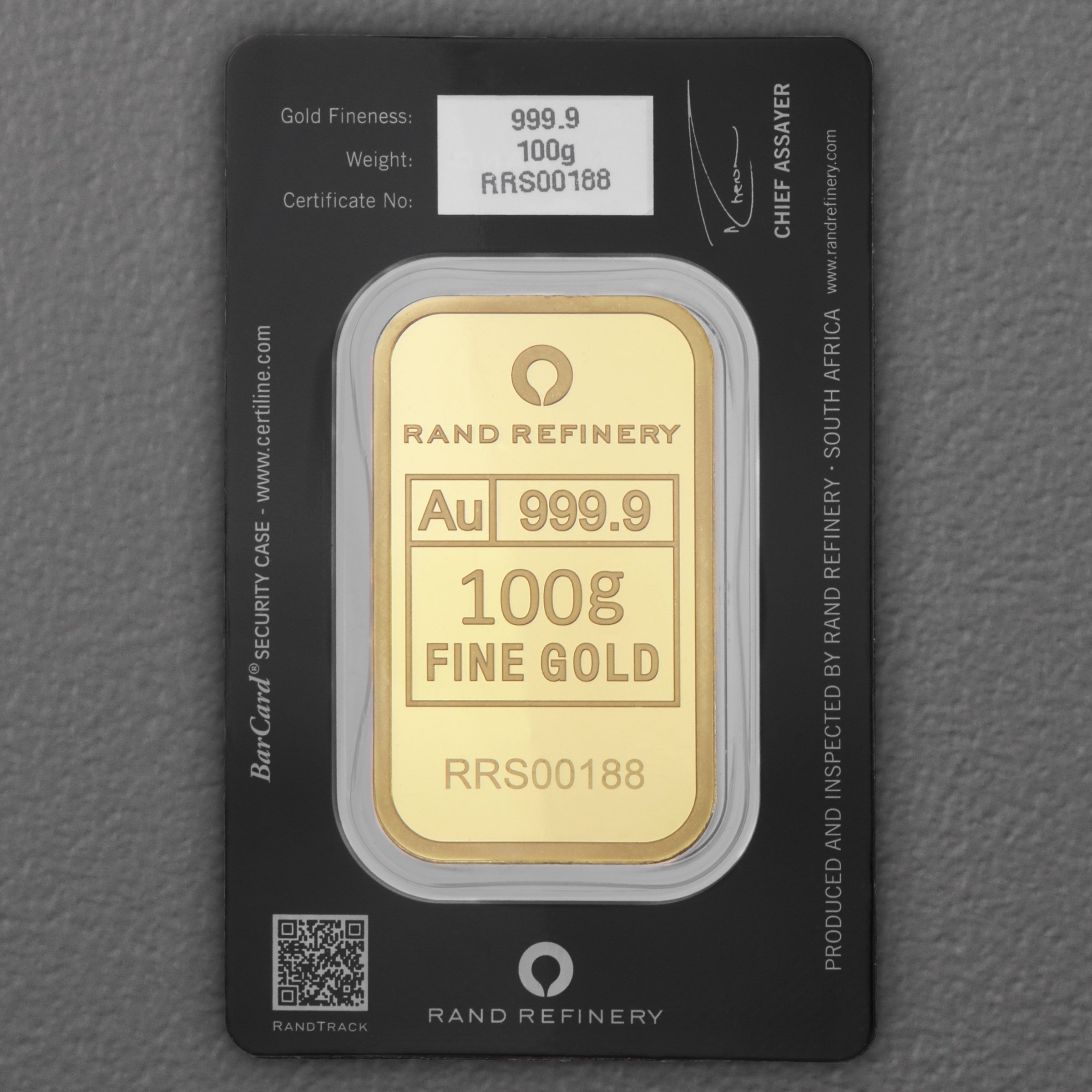 Goldbarren 100g Rand Refinery "Elefanten-Motiv" - Detailansicht 1