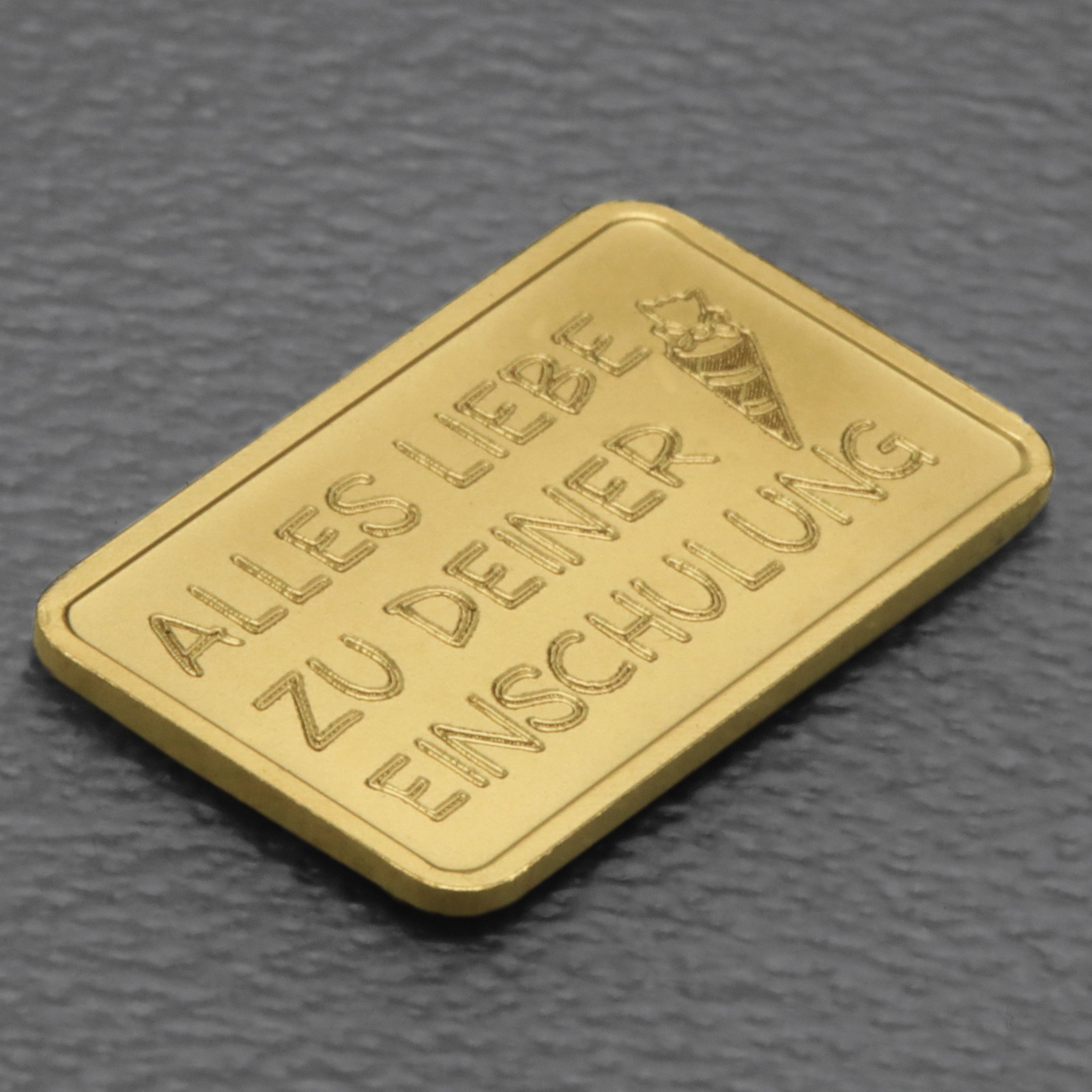 Goldbarren 2,5g Gravur "Einschulung" - Detailansicht 2