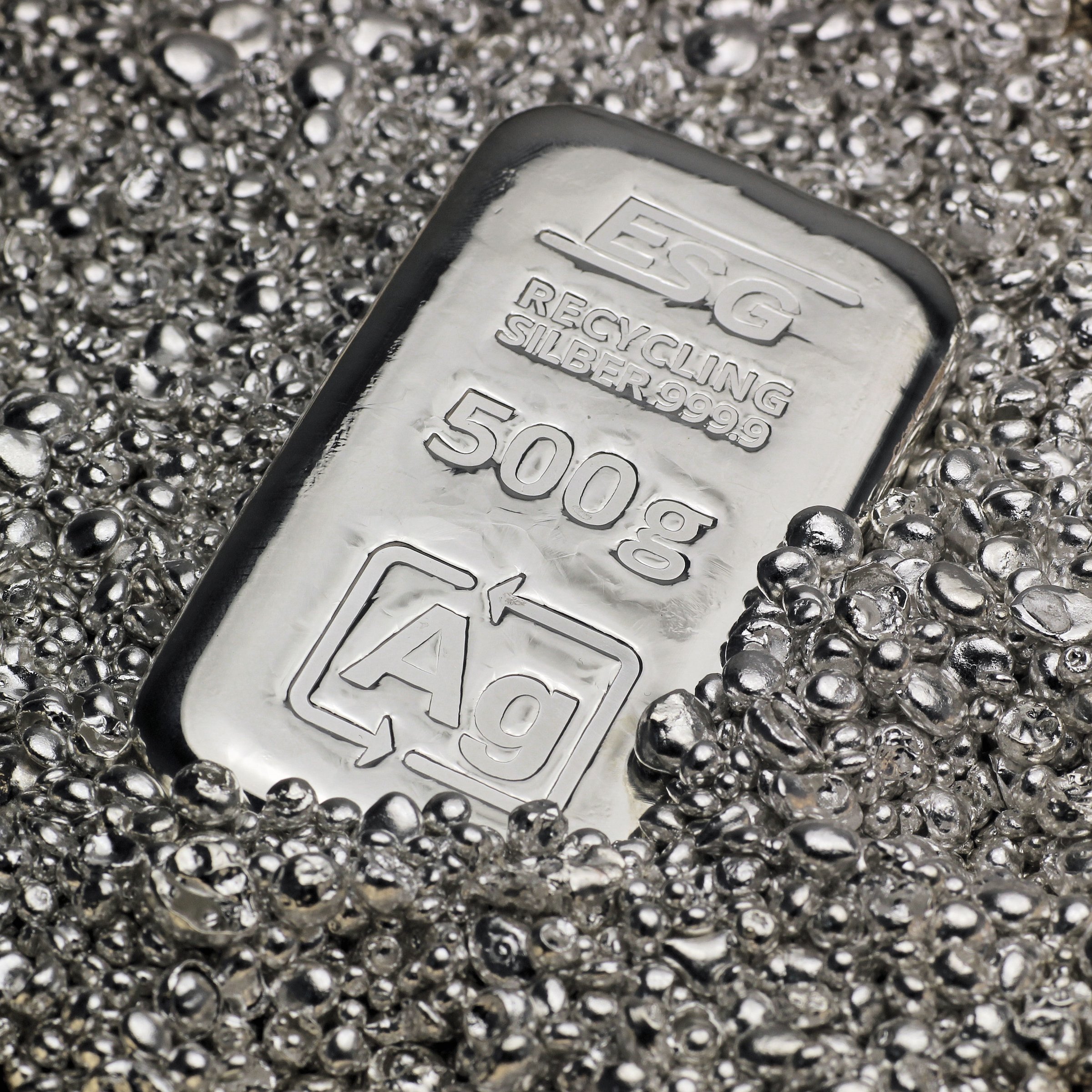 Silberbarren 500g ESG gegossen gravierbar Recyclingsilber - Detailansicht 1
