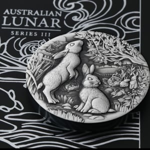 Silbermünze 2oz "Hase" 2023 (AF) Lunar III – Year of the Rabbit 19% (Australien) - Miniaturansicht 5