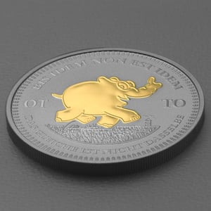 Silbermünze 1oz "Bis Idem Non Est Idem" 2023 (vergoldet) Ottifanten – Ottirand 19% (Tuvalu) - Miniaturansicht 3