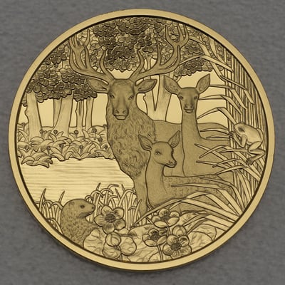 Goldmünze 100 Euro "Rothirsch" 2013 Unseren Wildtieren auf der Spur (Österreich) - Miniaturansicht 2