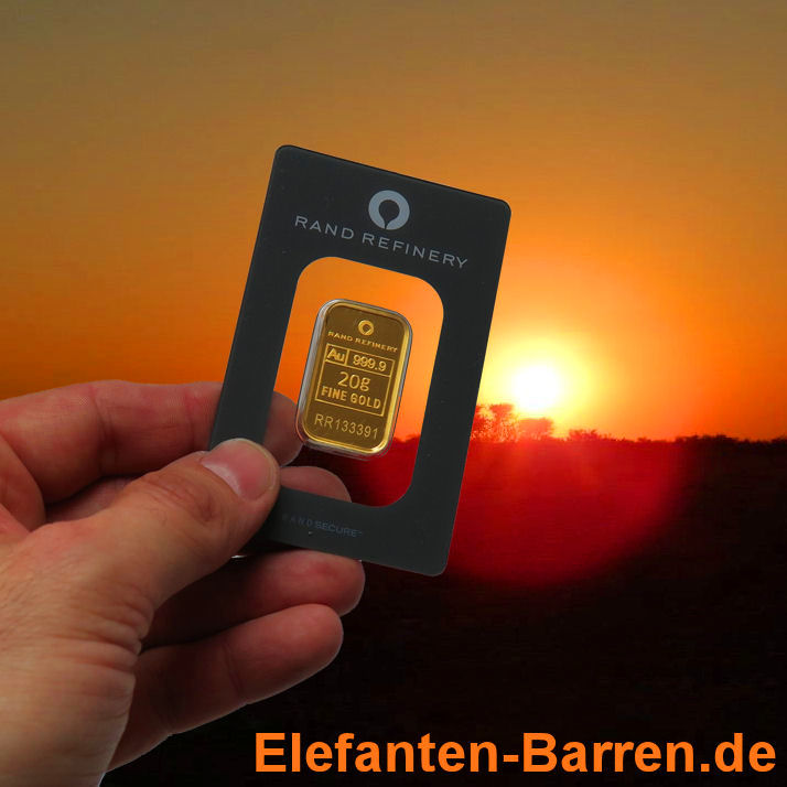 Goldbarren 20g Rand Refinery "Elefanten-Motiv" - Detailansicht 7