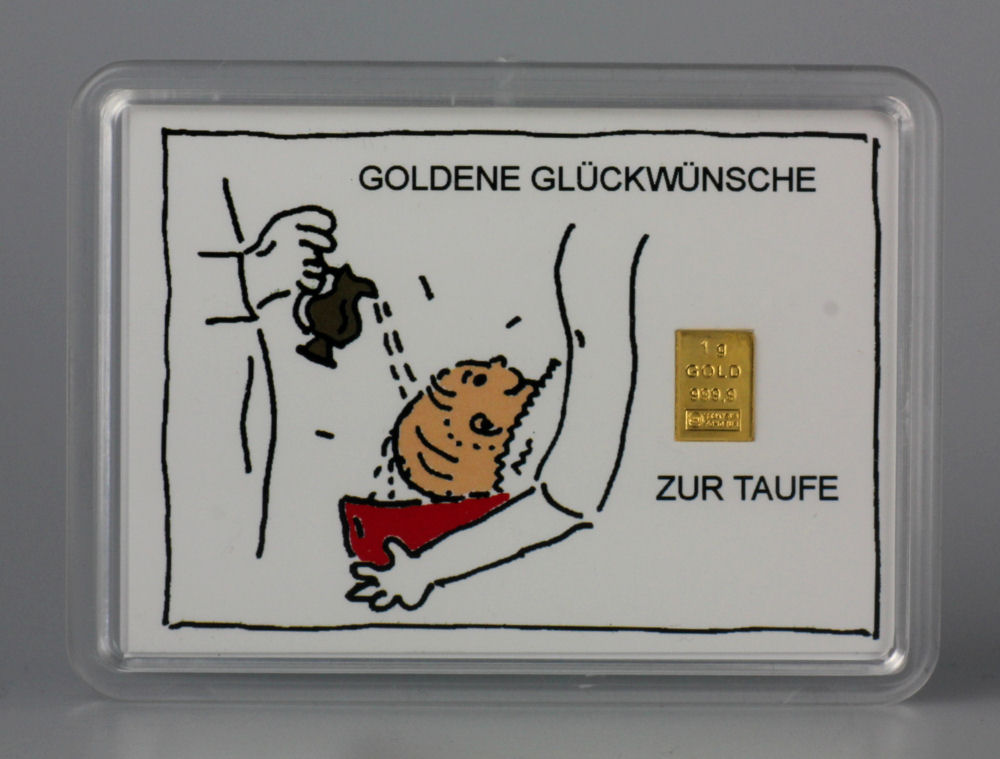Goldbarren 1g "Goldene Glückwünsche/Taufe" (Motiv) - Hauptansicht