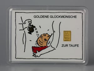 Goldbarren 1g "Goldene Glückwünsche/Taufe" (Motiv) - Hauptansicht