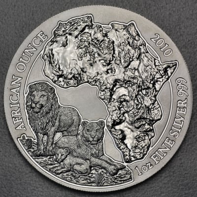 Silbermünze 1oz "Löwe" 2010 African Ounce (Ruanda) - Miniaturansicht 1