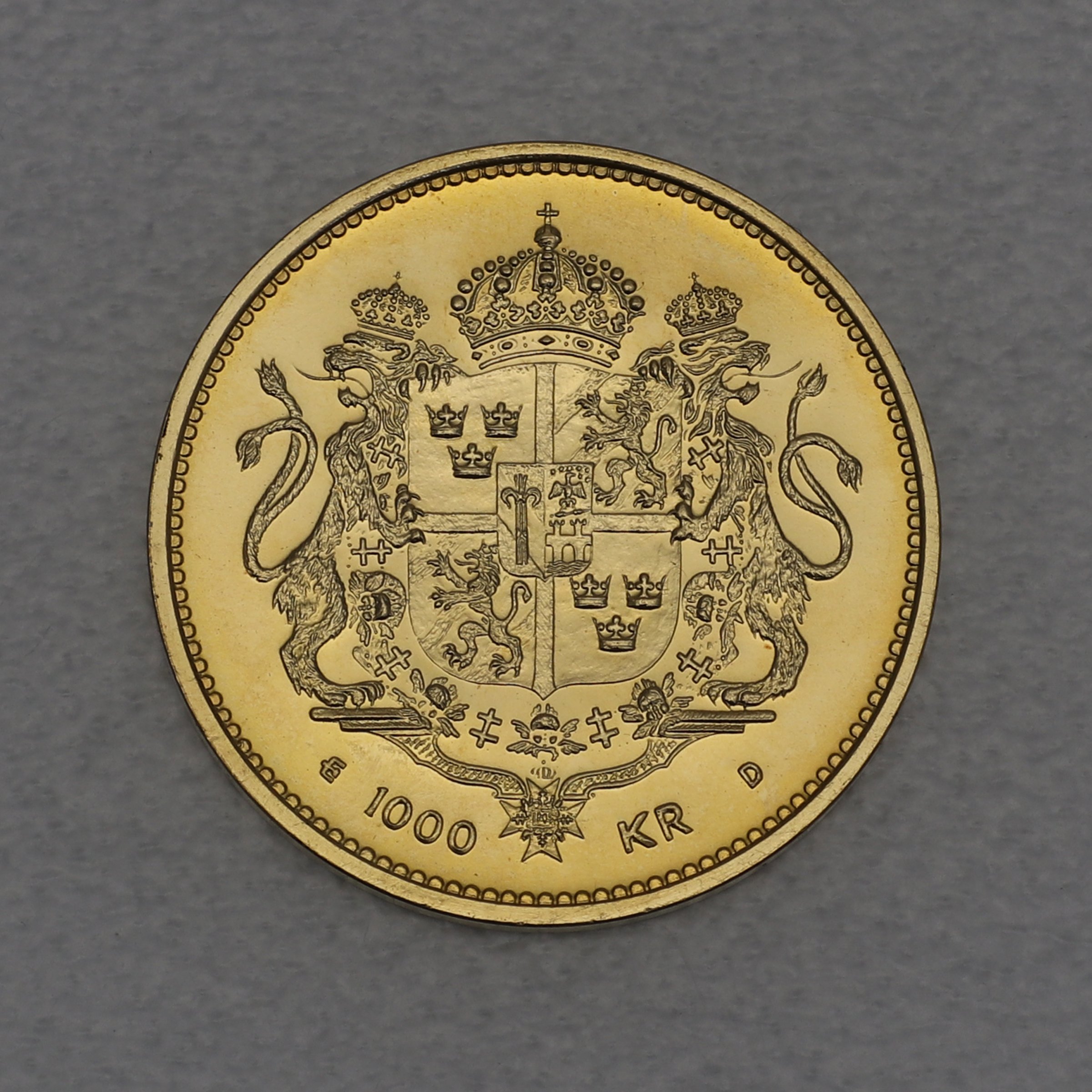 Goldmünze 1000 Kronor "Königin Silvia" 1993 50. Geburtstag (Schweden) - Detailansicht 1