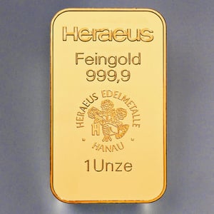 Goldbarren 1oz HERAEUS Resale - Hauptansicht