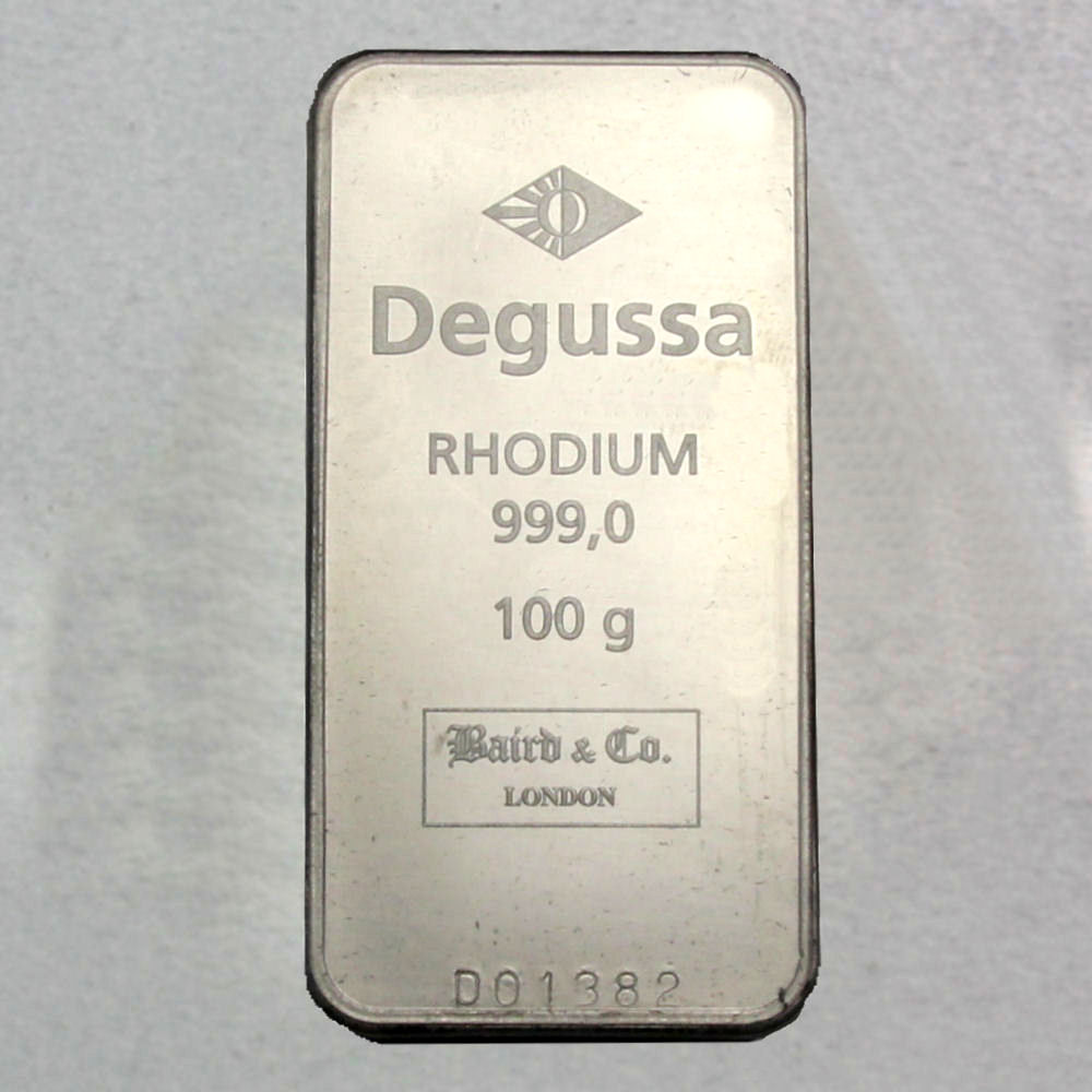 Rhodiumbarren 100g (999 Rh), geprägt - Hauptansicht