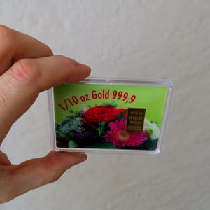 Goldbarren 1/10oz "Gold statt Blumen" (Flip) - Miniaturansicht 2
