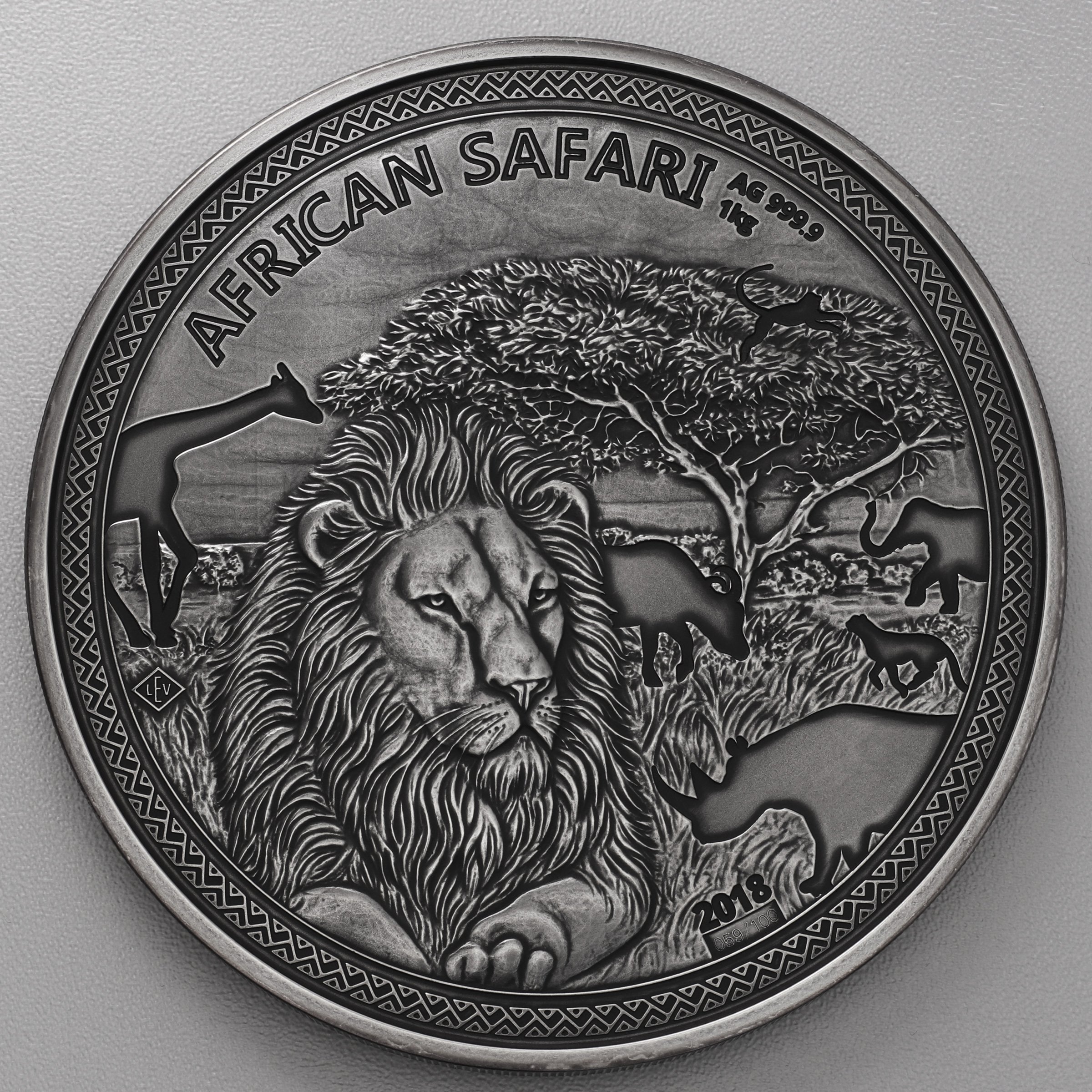 Silbermünze 1kg "Löwe" 2018 (AF) African Safari (Tschad) - Hauptansicht