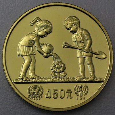Goldmünze 450 Yuan "UNICEF Year of the child" 1979 (China) - Miniaturansicht 1