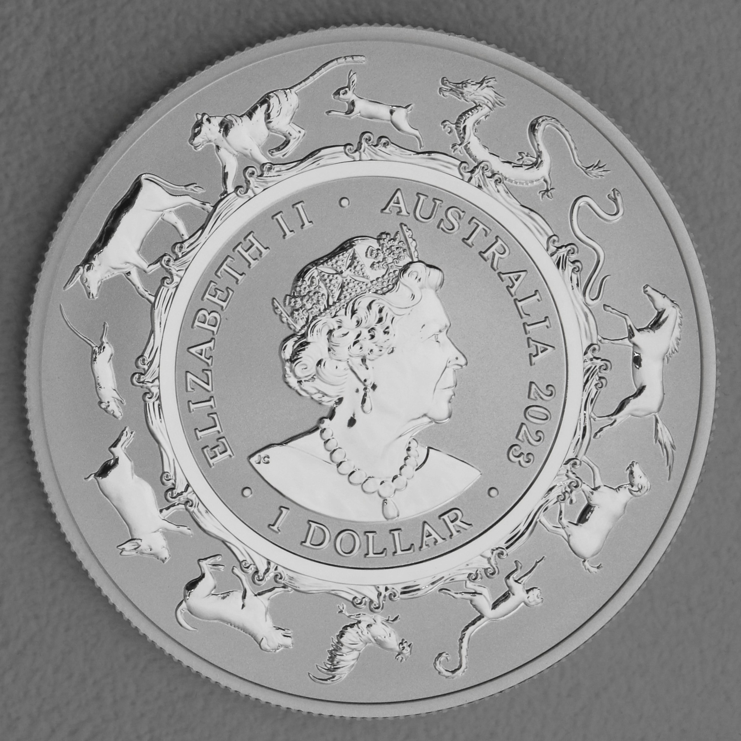 Silbermünze 1oz "Hase" 2023 Lunar II (RAM) – Year of the Rabbit 19% (Australien) - Detailansicht 1