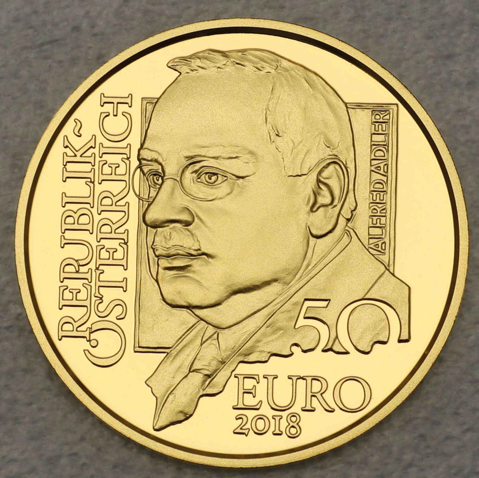 Goldmünze 50 Euro "Alfred Adler" 2018 Wiener Schulen der Psychotherapie (Österreich) - Hauptansicht