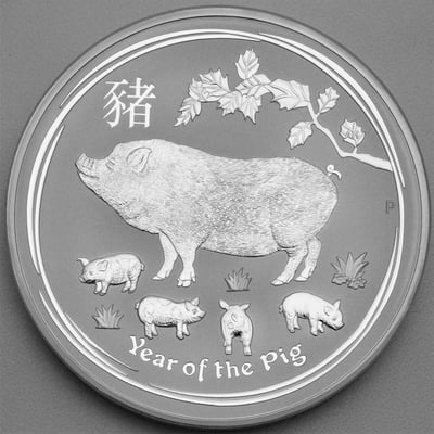 Silbermünze 1kg "Schwein" 2019 Lunar II – Year of the Pig (Australien) - Miniaturansicht 1