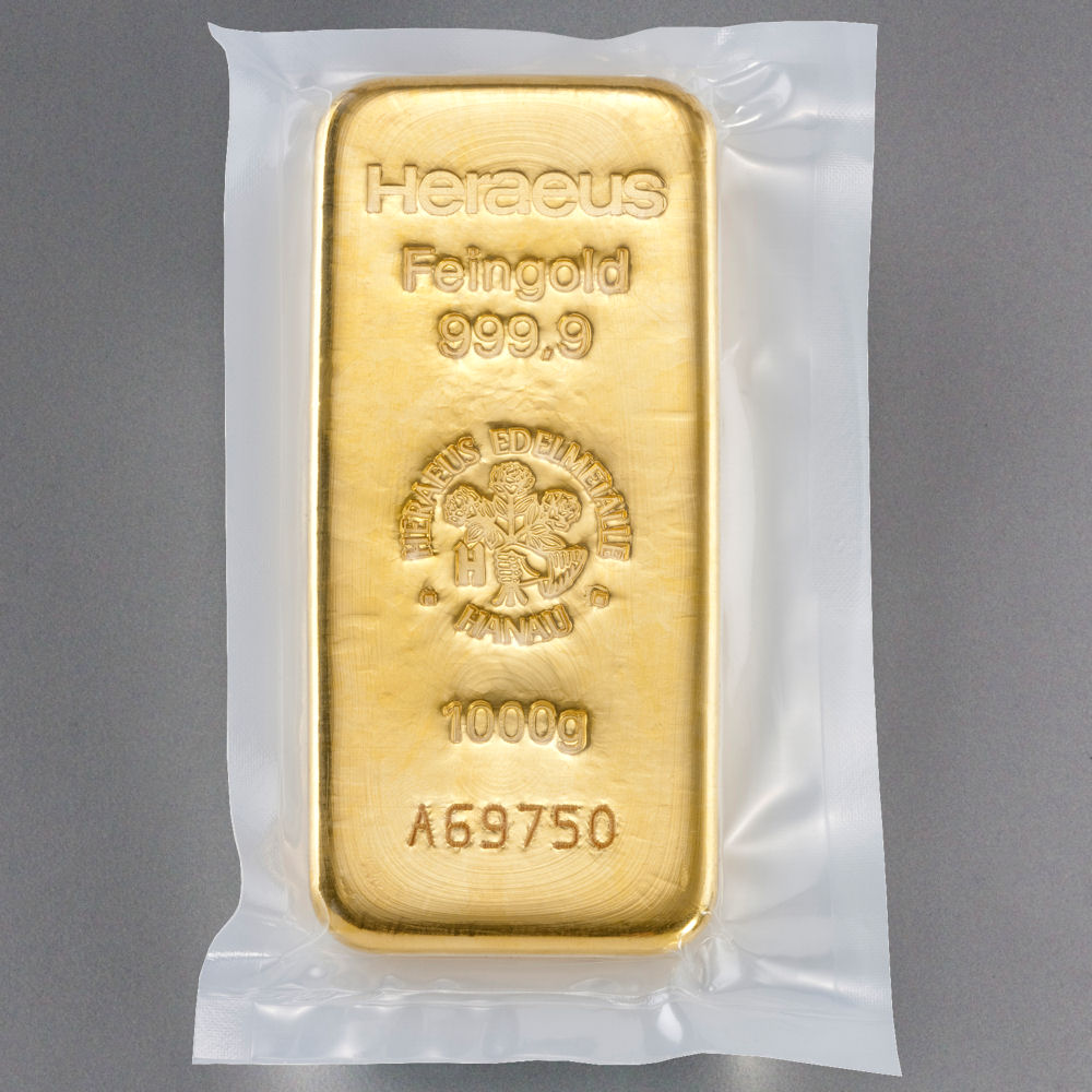 Goldbarren 1000g HERAEUS gegossen - Detailansicht 1