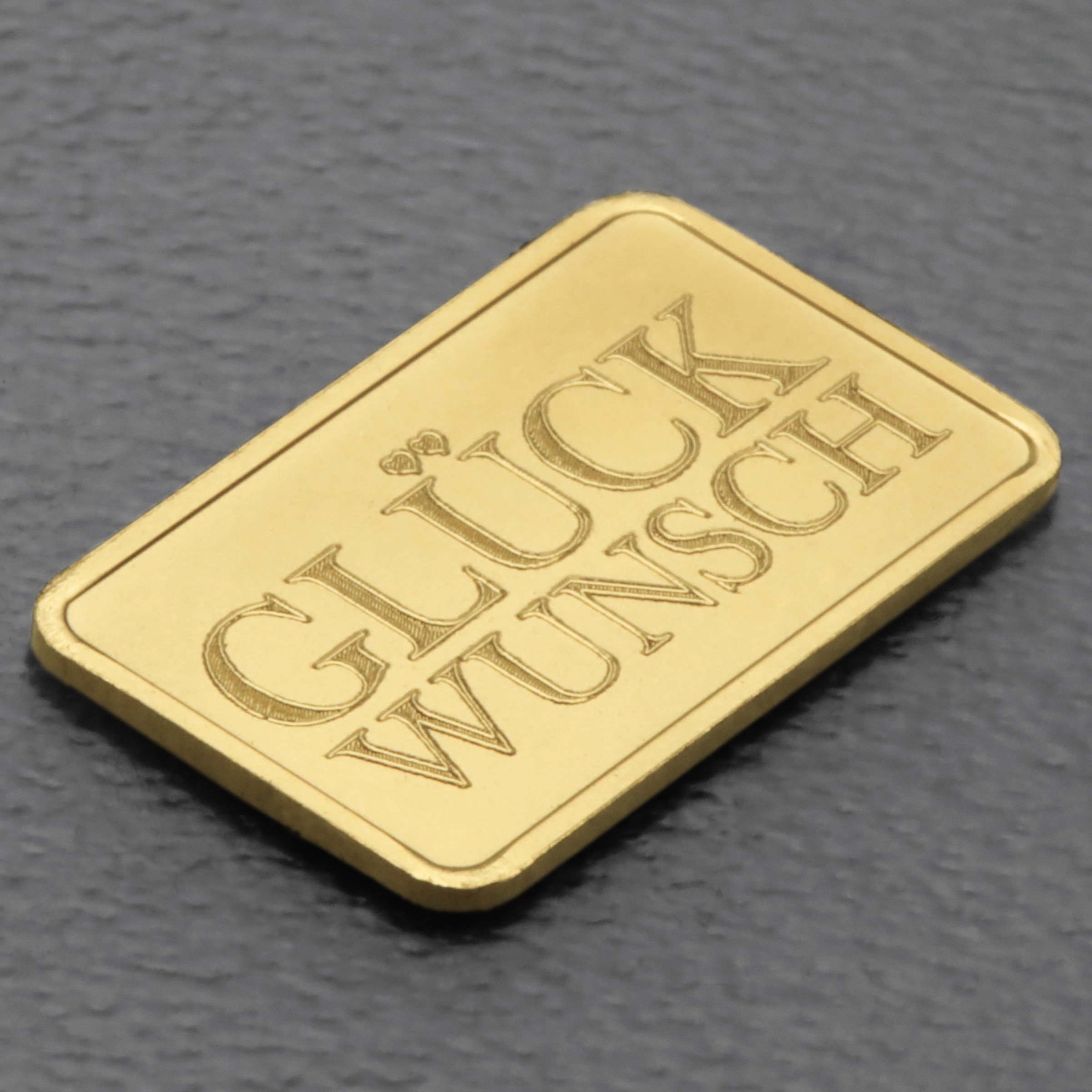 Goldbarren 2,5g Gravur "Glückwunsch" - Detailansicht 2