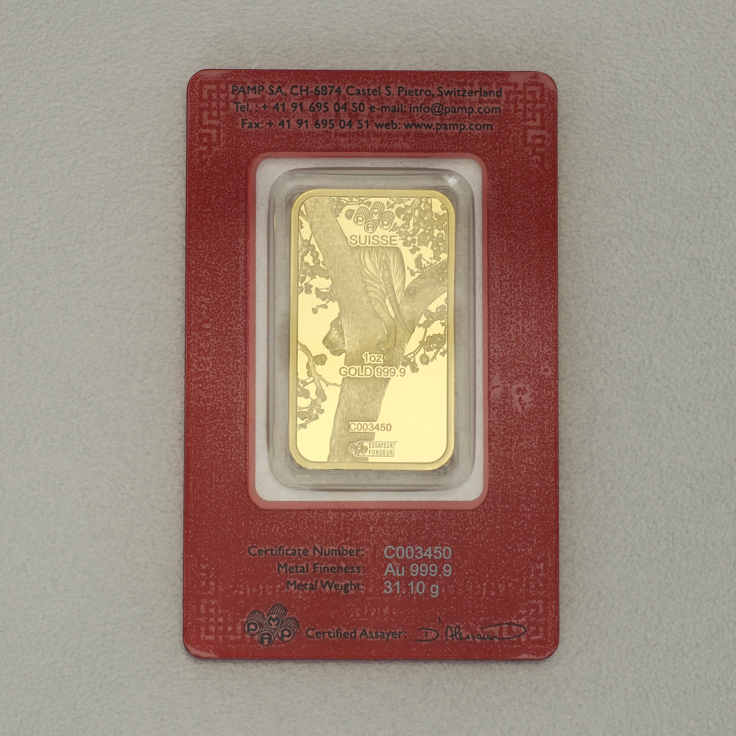 Goldbarren 1oz "Tiger 2022" Lunar PAMP - Detailansicht 1