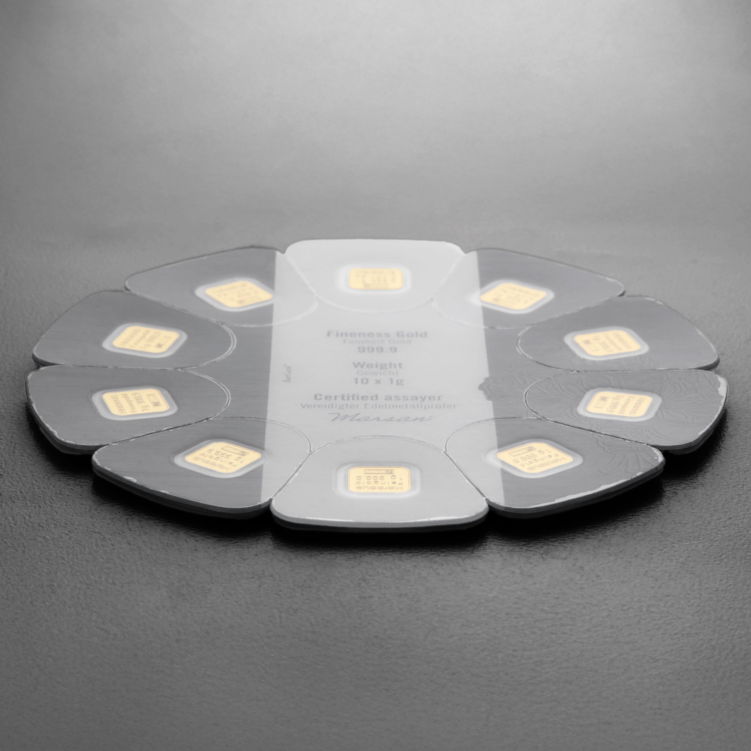 Goldbarren "MultiDisc" (10x 1g Gold) HERAEUS - Detailansicht 3