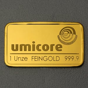 Goldbarren 1oz UMICORE geprägt - Hauptansicht