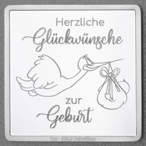 Silberbarren 1oz "Zur Geburt" Gravurbarren quadratisch - Hauptansicht