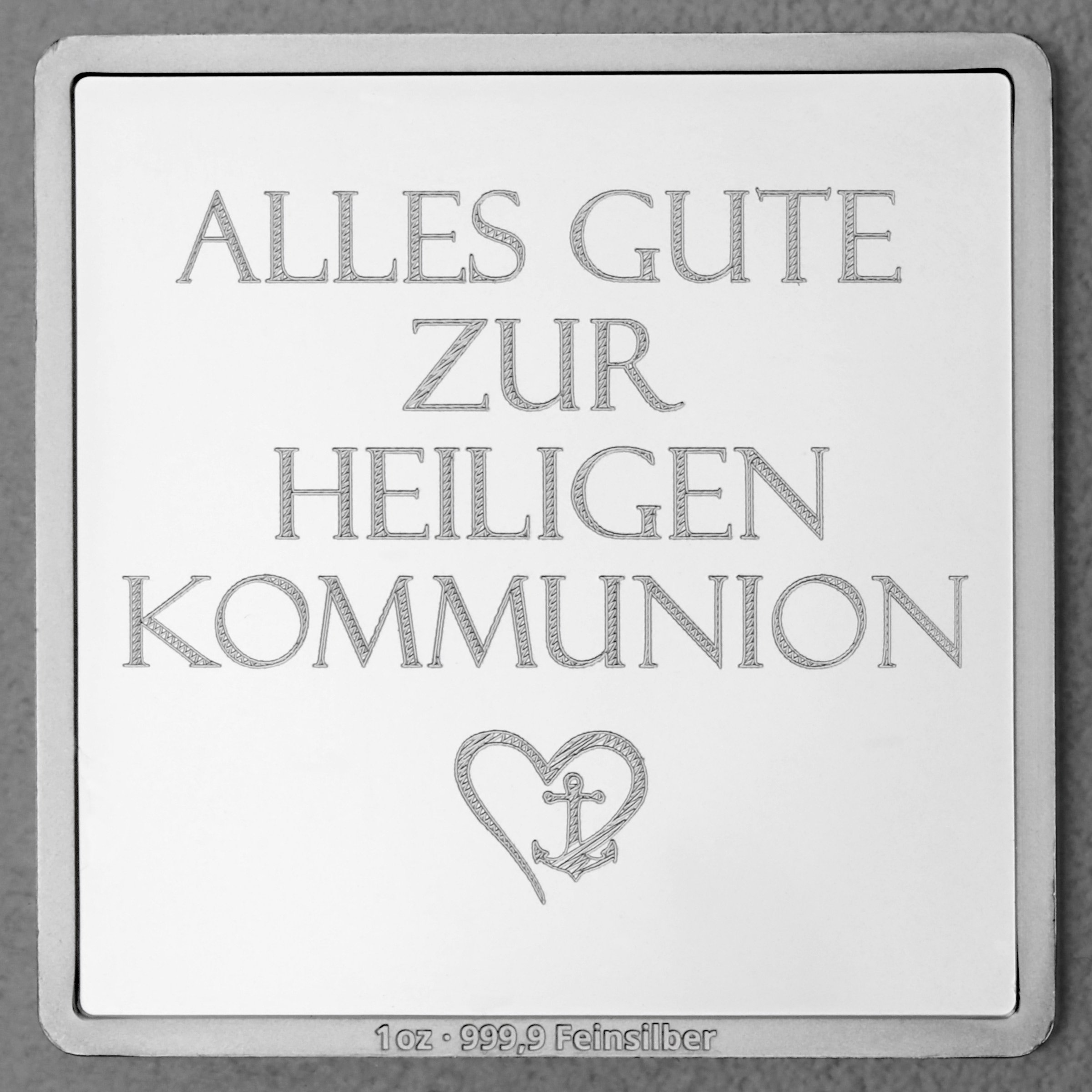 Silberbarren 1oz "Kommunion" Gravurbarren quadratisch - Hauptansicht